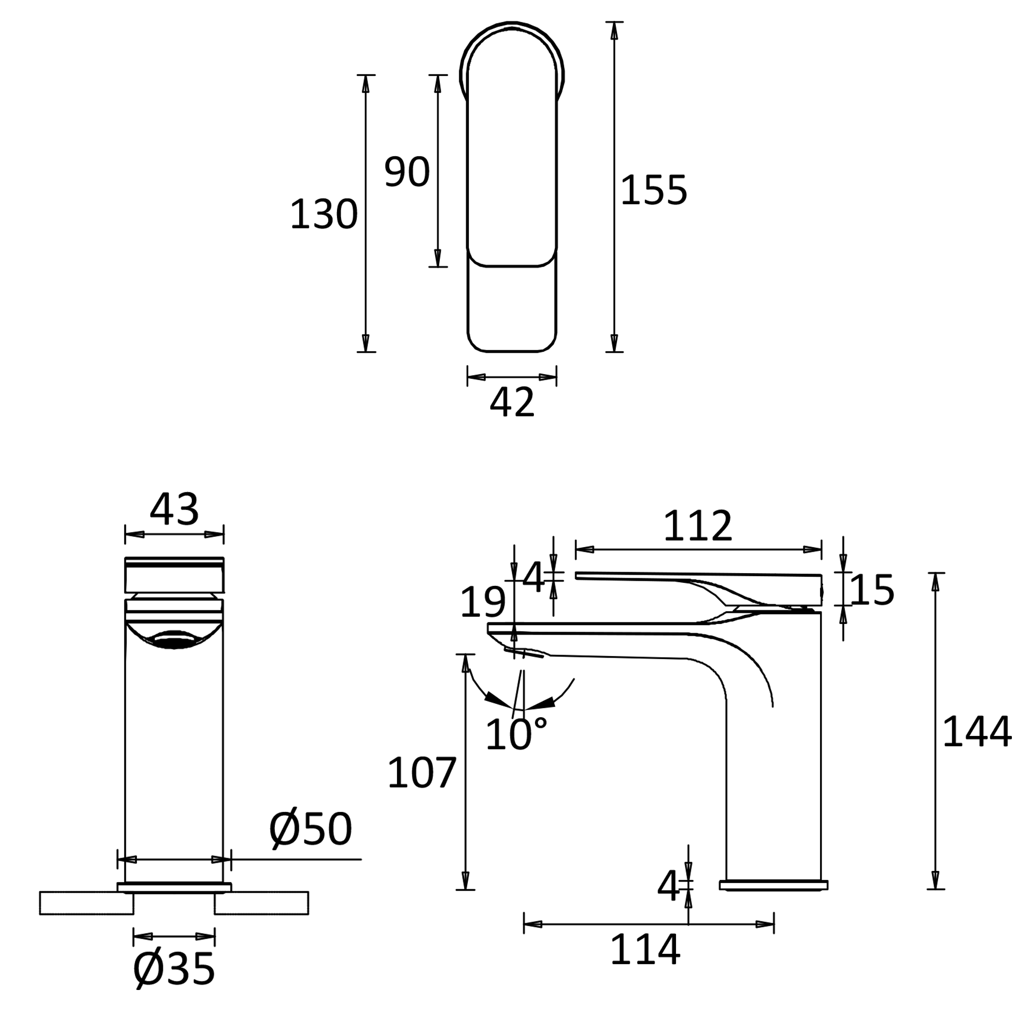 Crosswater Fuse Mono Basin Mixer Tap with Click Clack Waste