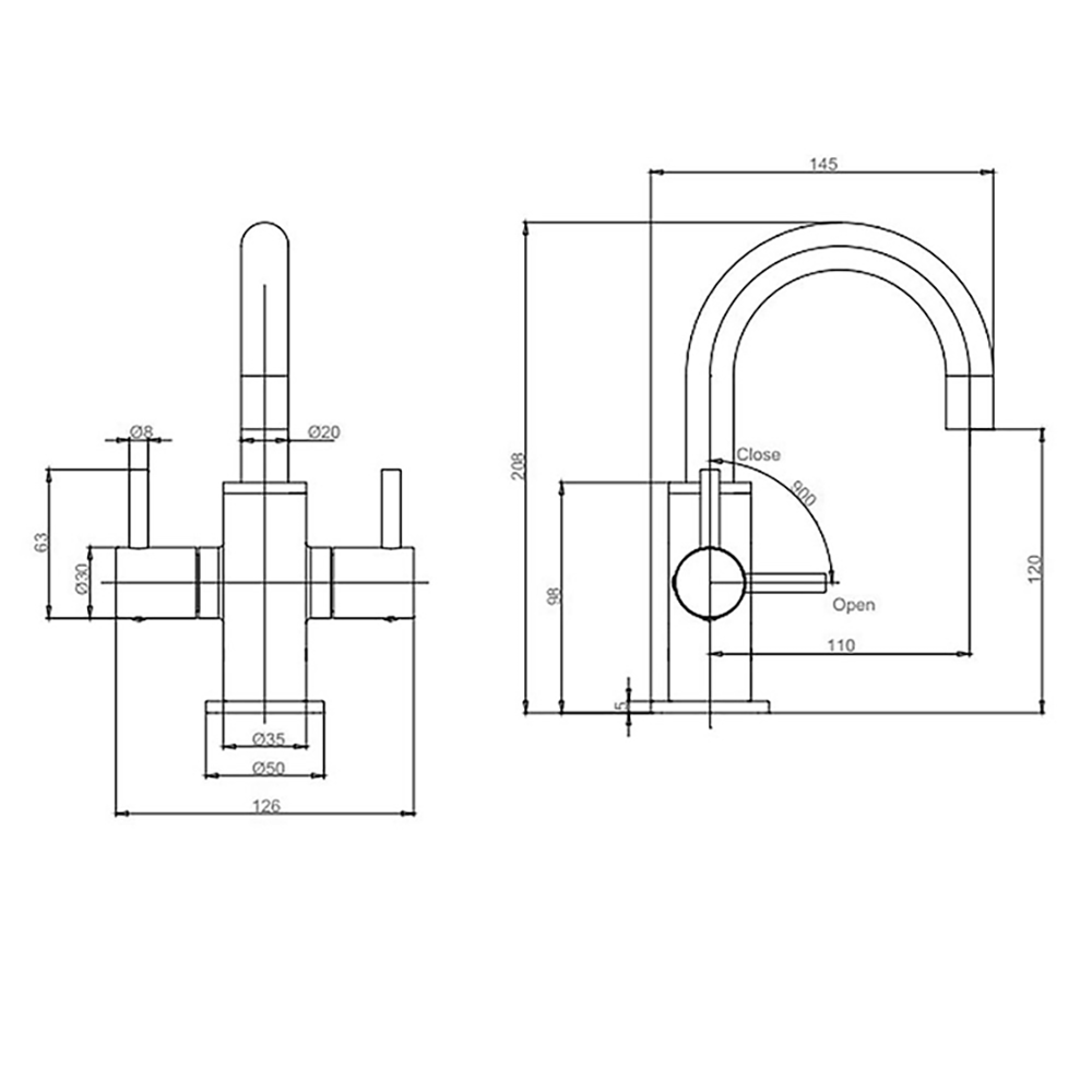 Crosswater MPRO Twin Lever Mini Basin Monobloc Tap - Chrome