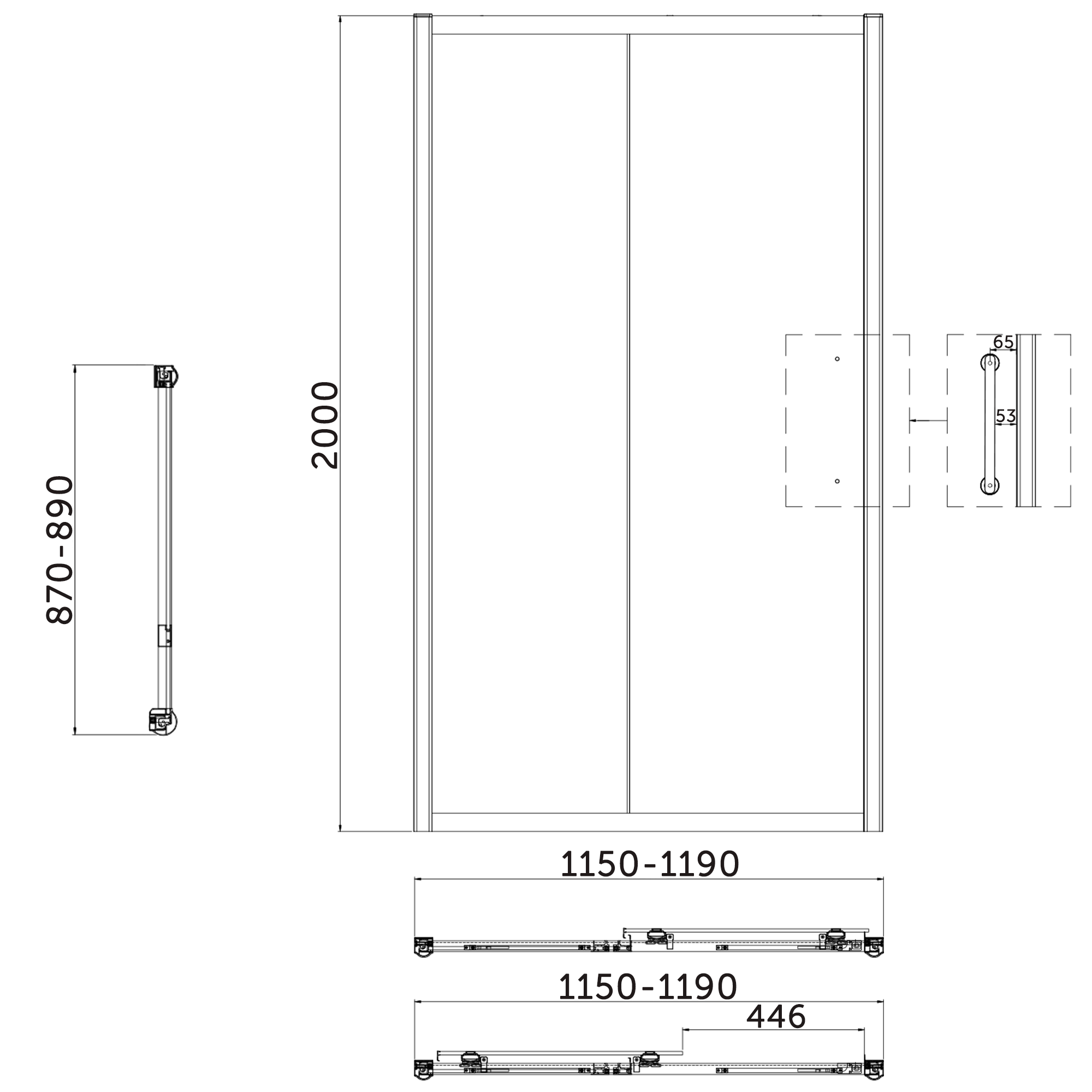 Burlington Classique 1850 8mm Gold Sliding Shower Door & Optional Side Panel