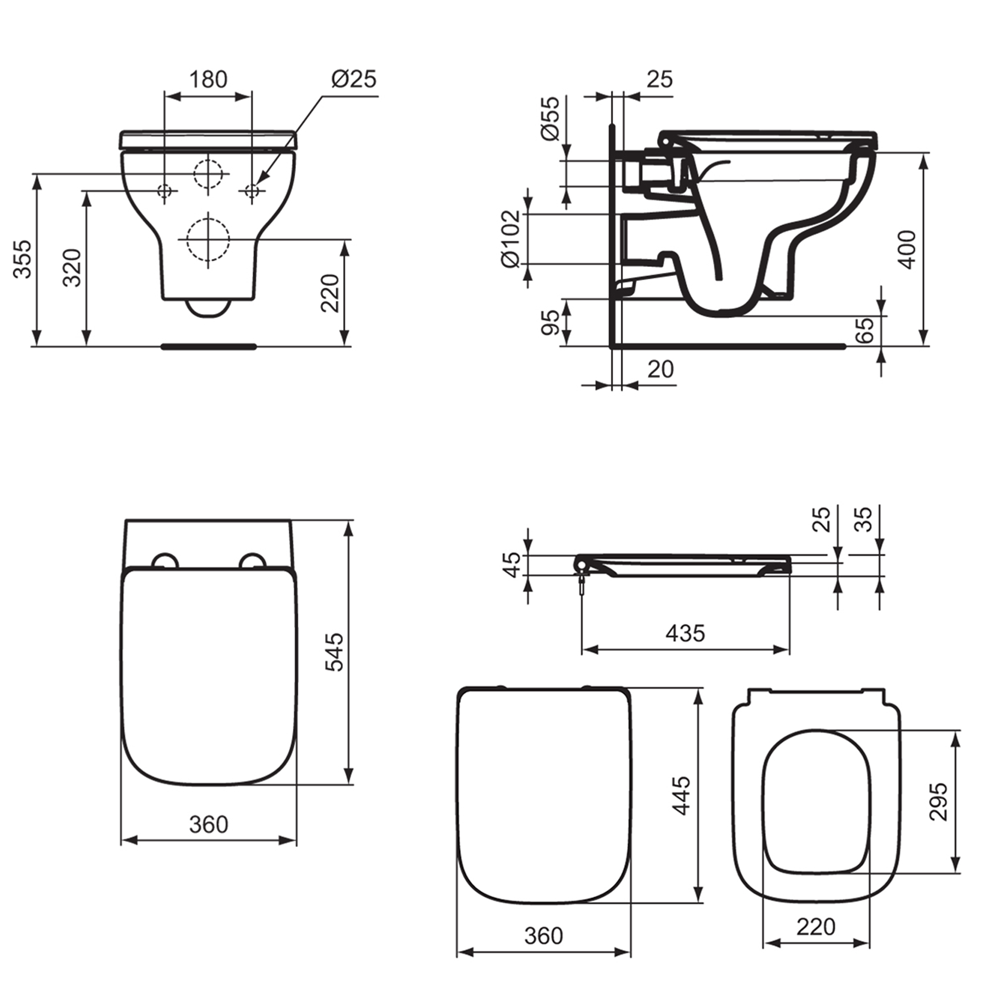 Ideal Standard i.life A Wall Hung Rimless Toilet with Soft Close Seat