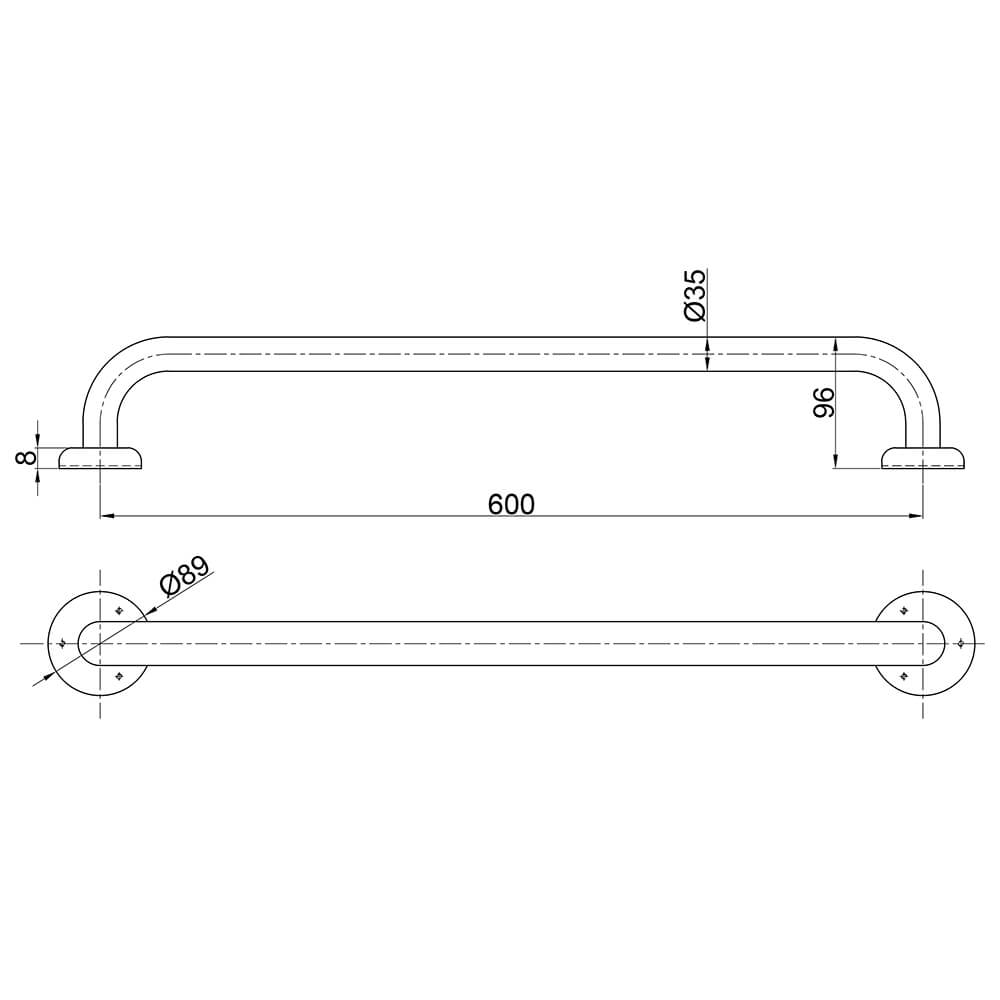Drench Chrome 600mm Grab Rail