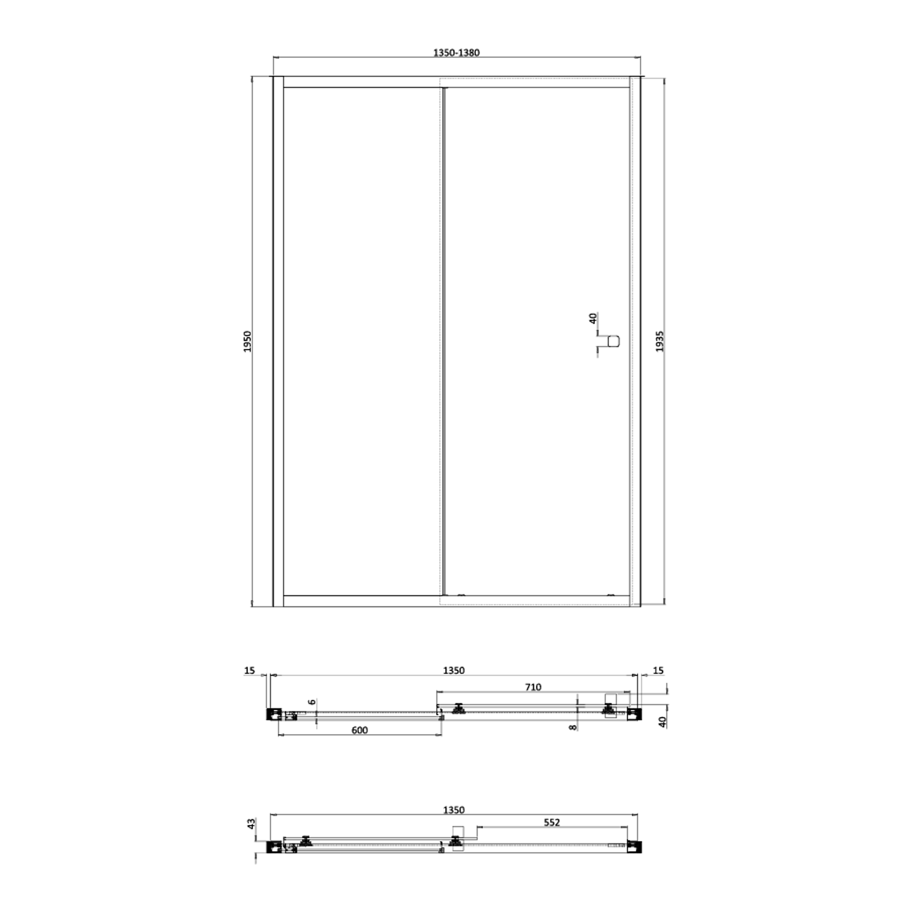 Crosswater Clear 6 6mm Matt Black Single Sliding Door & Optional Side Panel