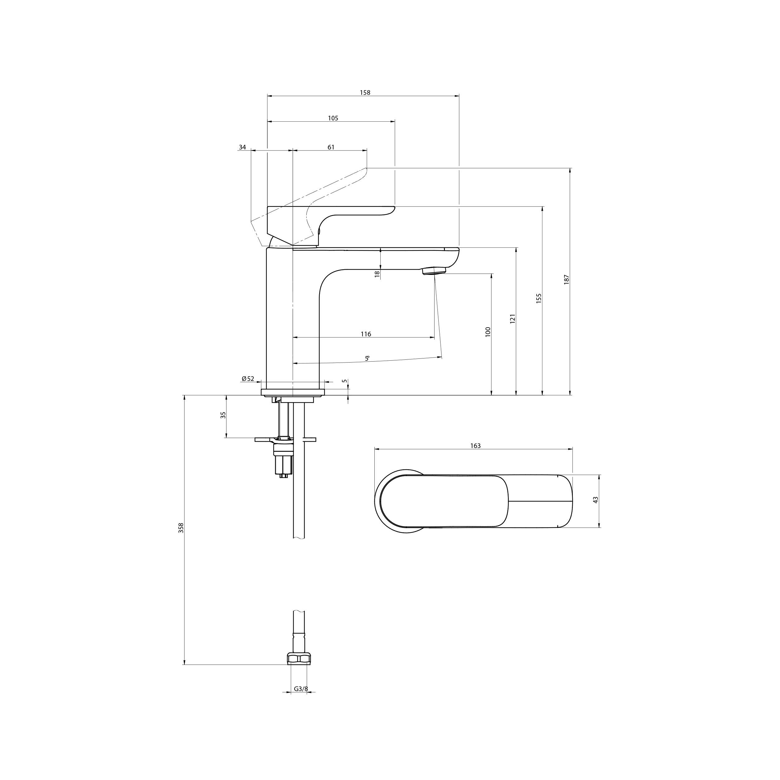 Villeroy & Boch O.novo Single-Lever Basin Mixer Tap