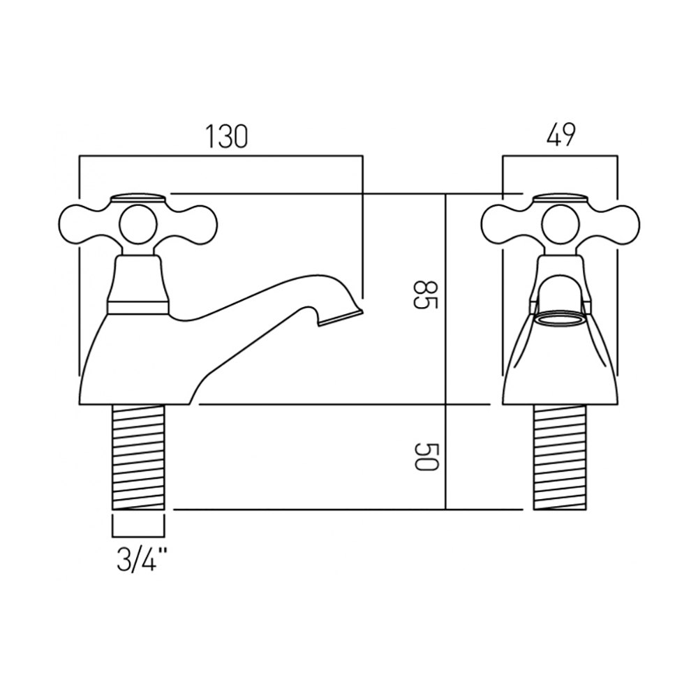 Vado Victoriana Bath Pillar Taps