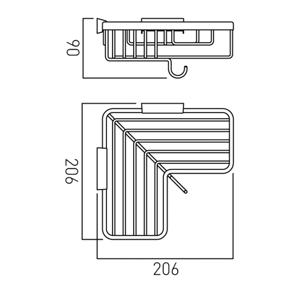 Vado Corner Basket With Hook