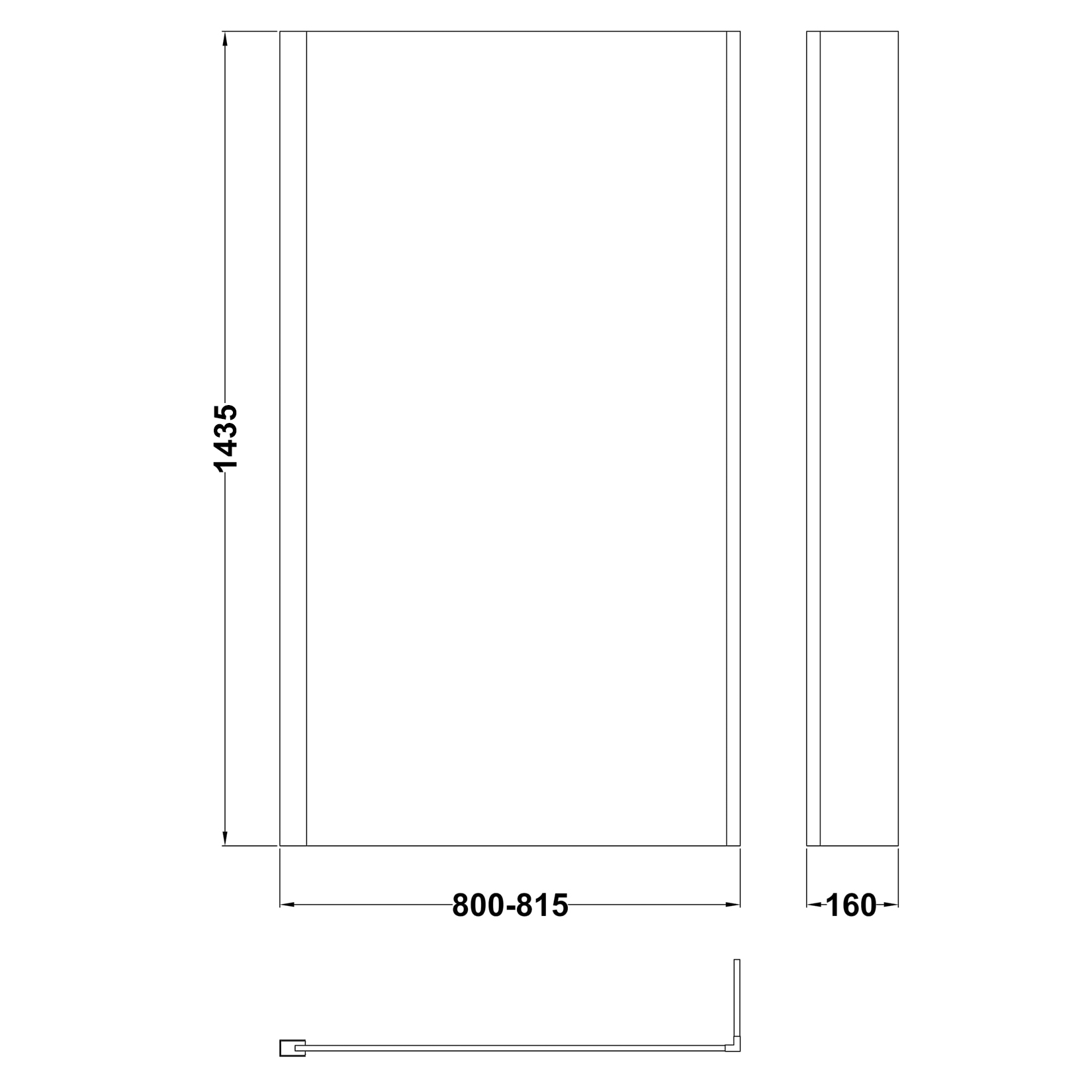 Drench Brushed Brass L-Shaped Fixed Bath Screen - 1435 x 800mm