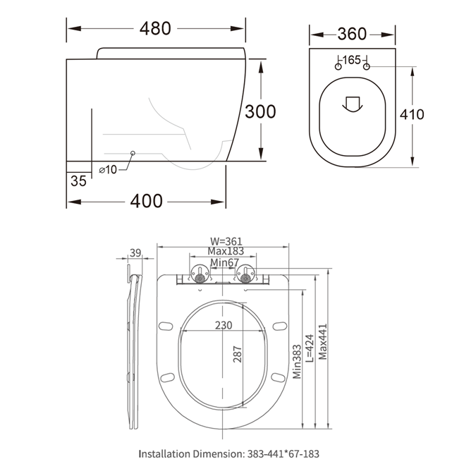 Harbour Clarity Rimless Wall Hung Toilet & Soft Close Seat