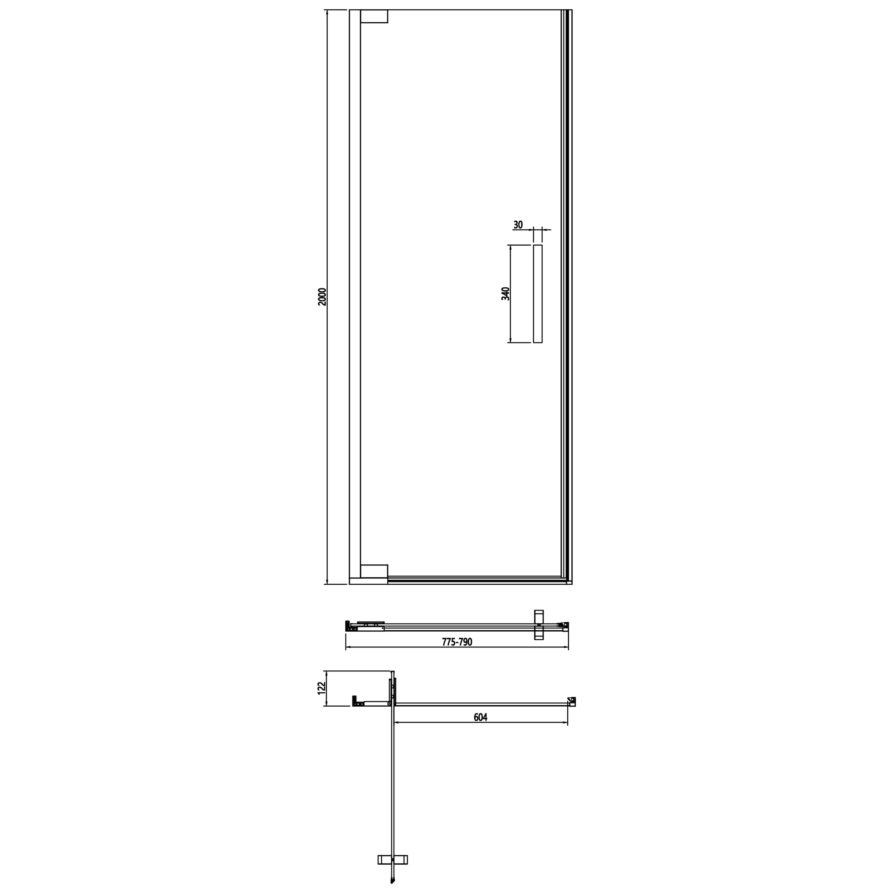 Crosswater Asura 8mm Polished Stainless Steel Hinged Shower Door & Optional Side Panel