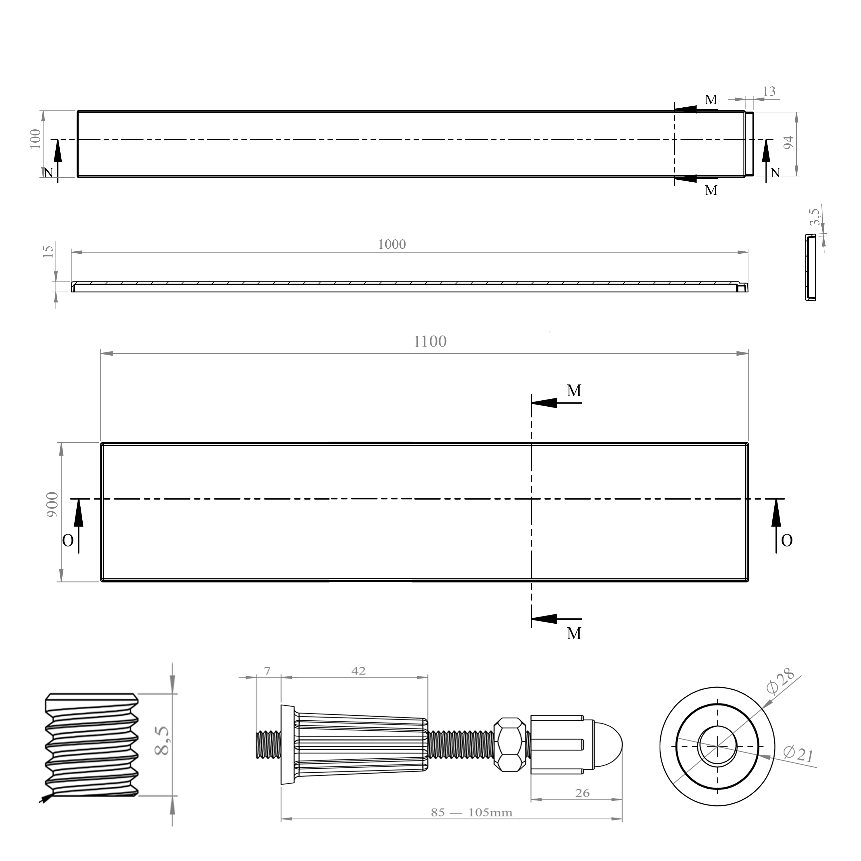 Harbour Leg Set & Plinth for Square & Rectangular Trays up to 1100 x 900mm