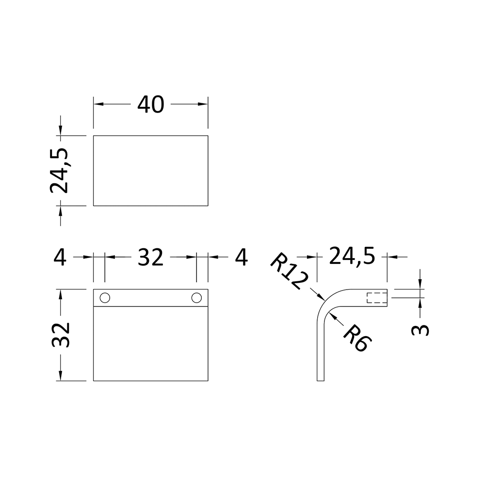 Drench Square Drop Furniture Handle - 32mm Centres
