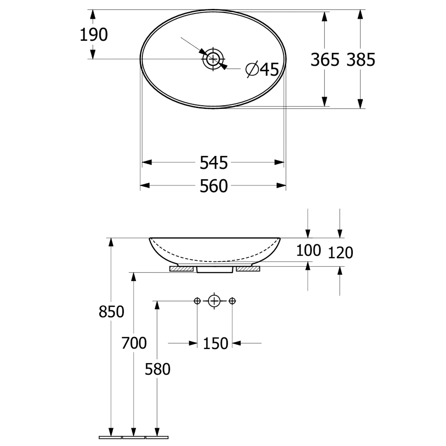Villeroy & Boch Loop & Friends Oval Countertop Basin - 560 x 385mm