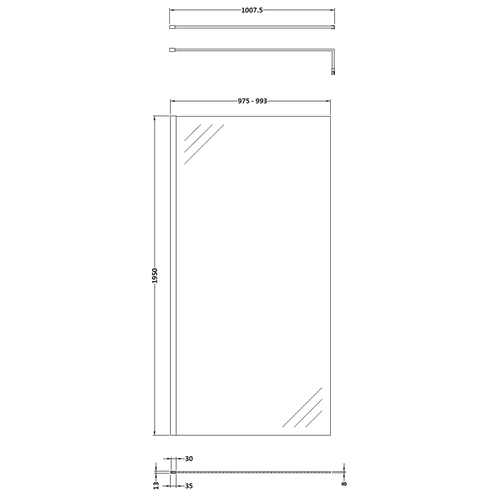 Vellamo 8mm Easy Clean Walk In Panel & Optional Return Panel