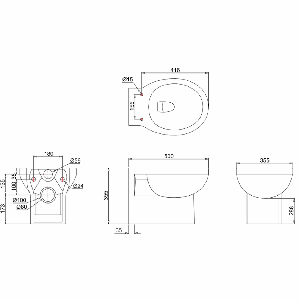 Burlington Wall Hung Toilet (Excluding Seat)