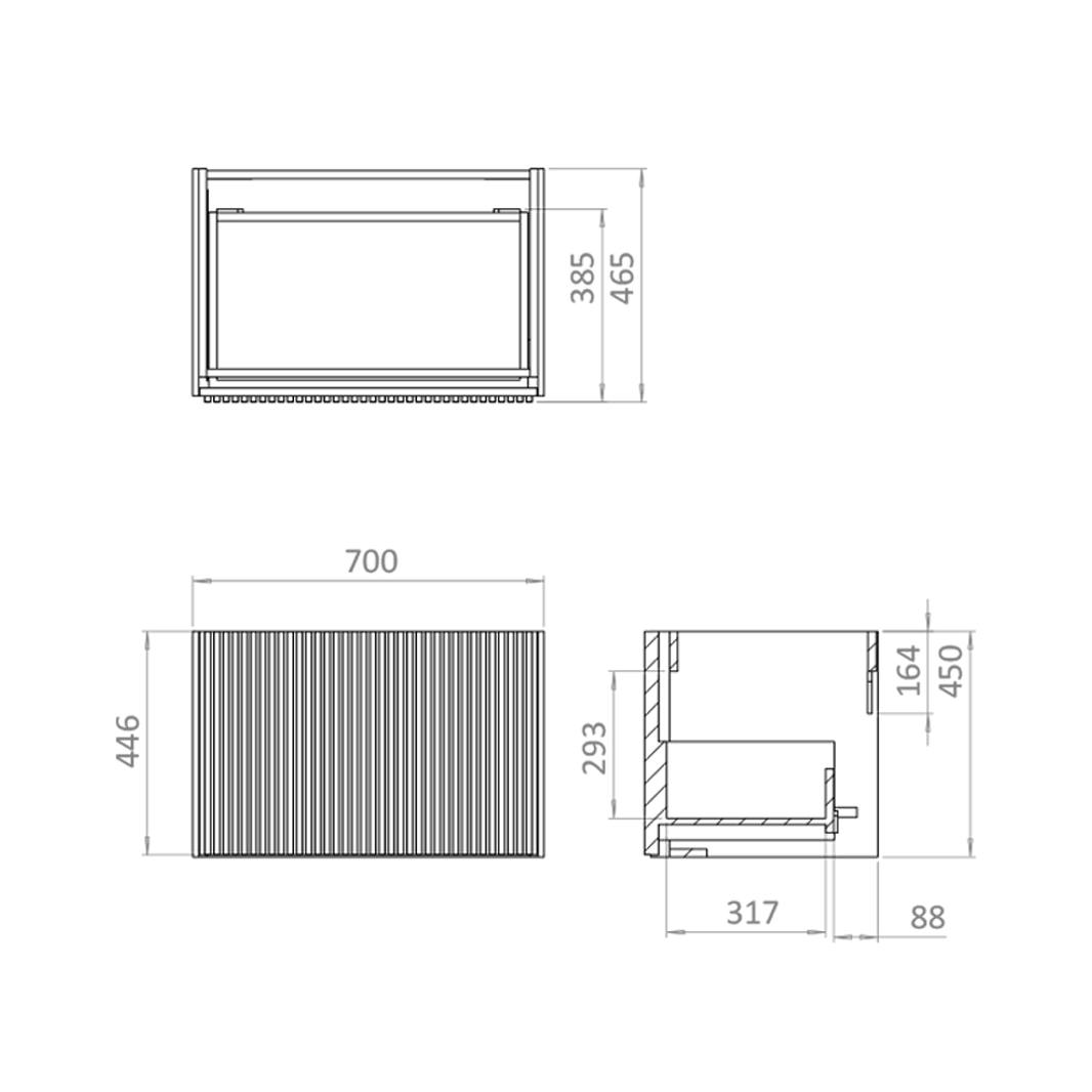 Crosswater Limit 700mm Wall Hung Single Slatted Drawer Vanity Unit & Basin Options