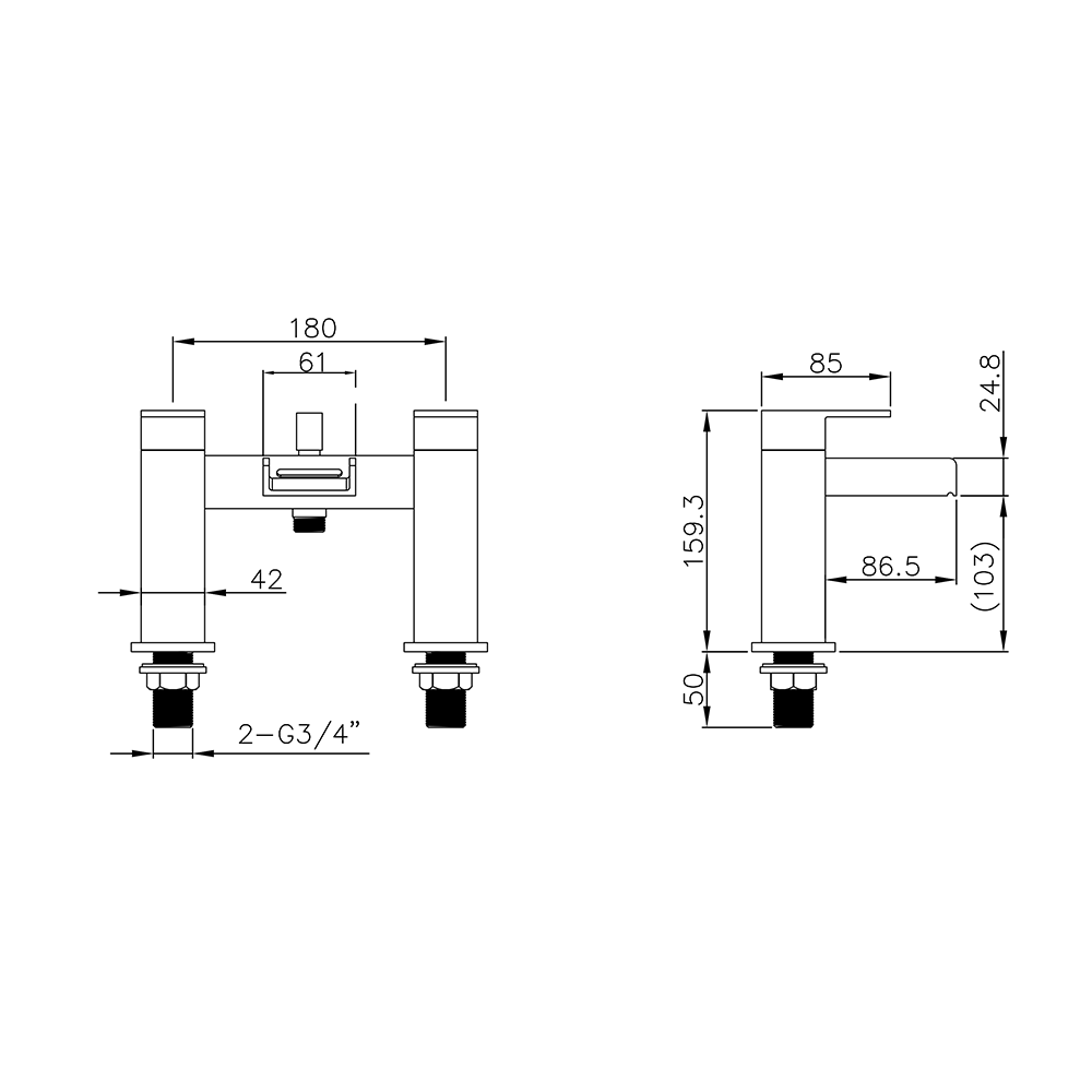 Vellamo Maya Waterfall Bath Shower Mixer with Shower Kit