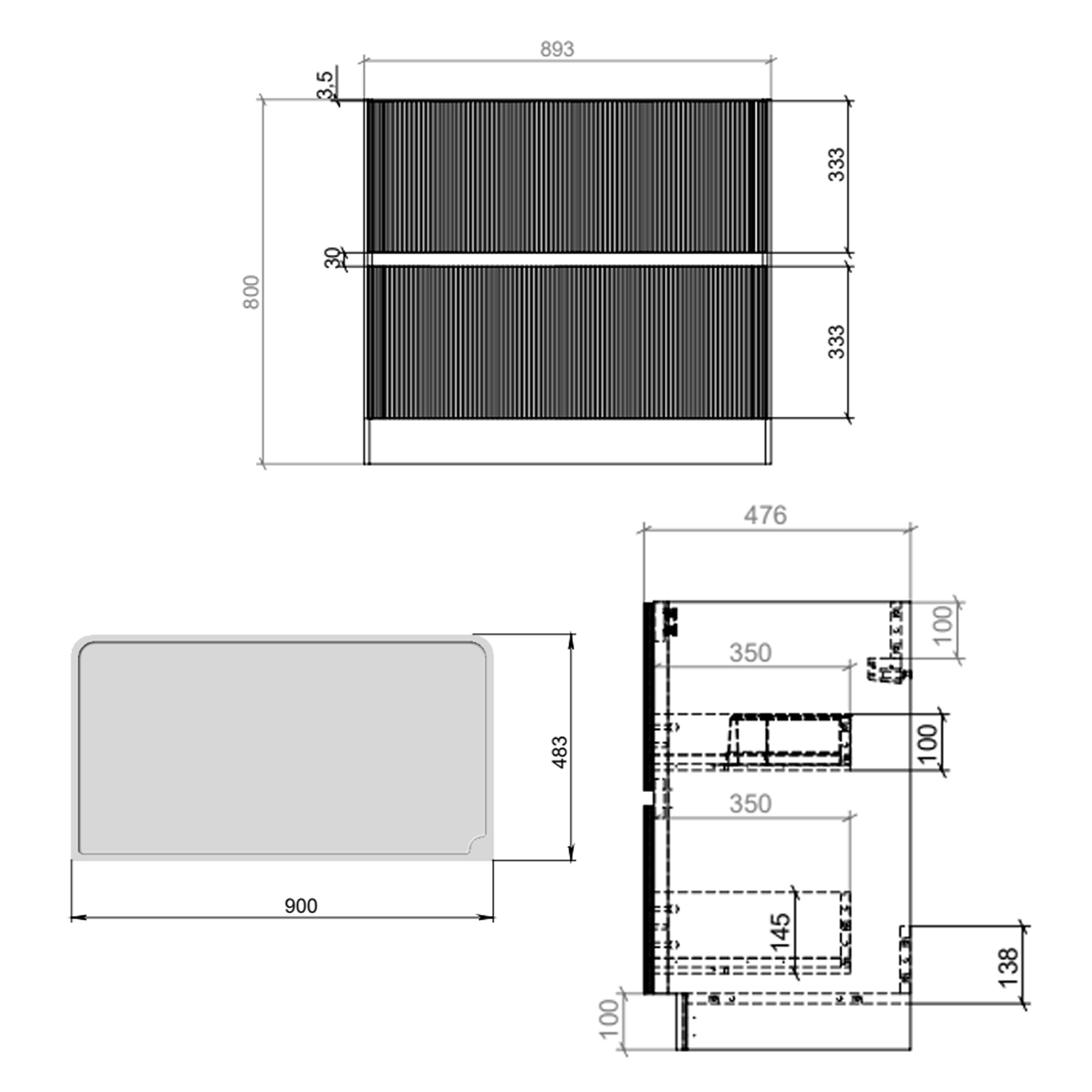Drench Origin 900mm Fluted Floorstanding Vanity Unit & Countertop
