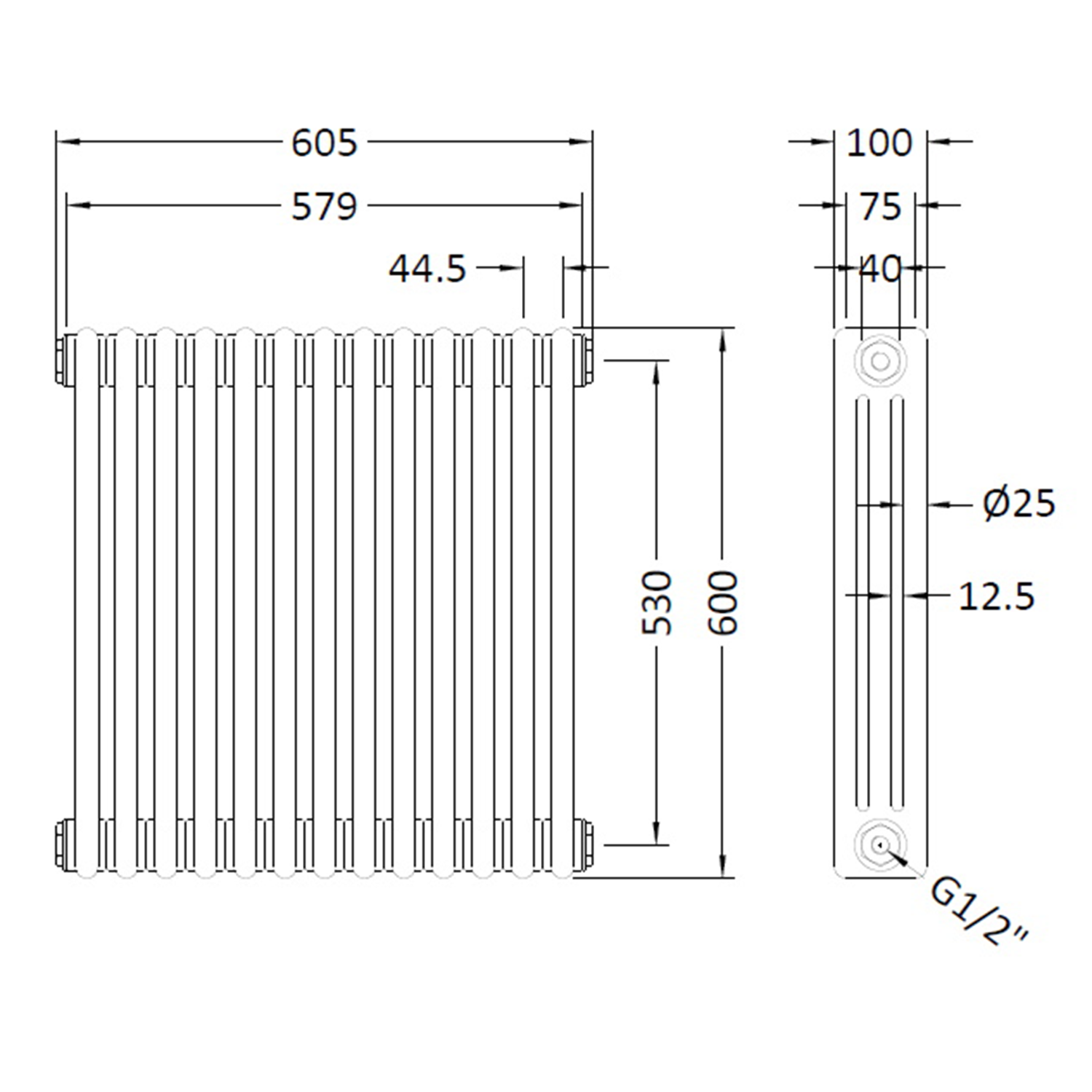 Hudson Reed Colosseum Triple Column Traditional Radiator - White