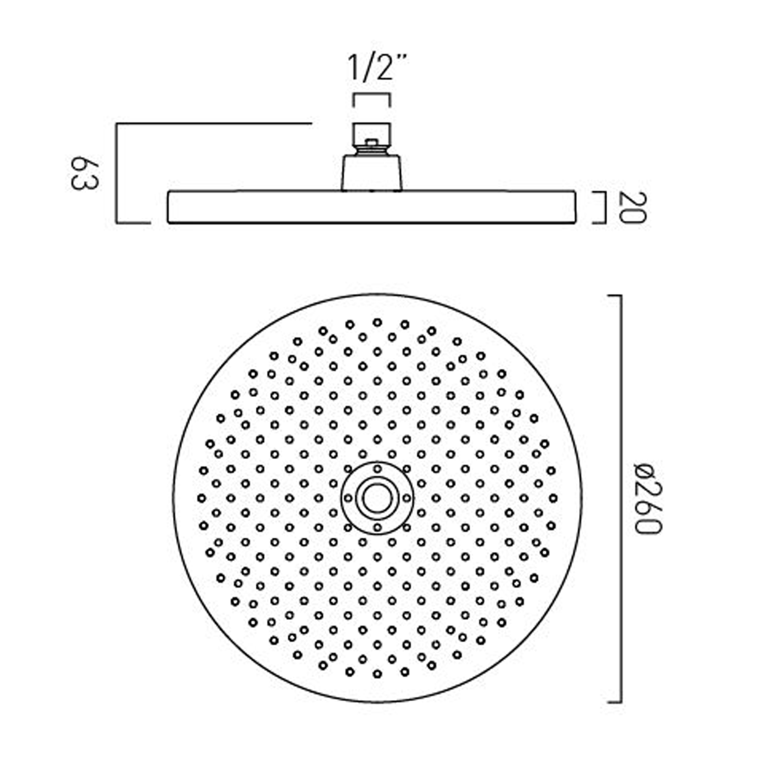 Vado Safari Fixed Round Shower Head