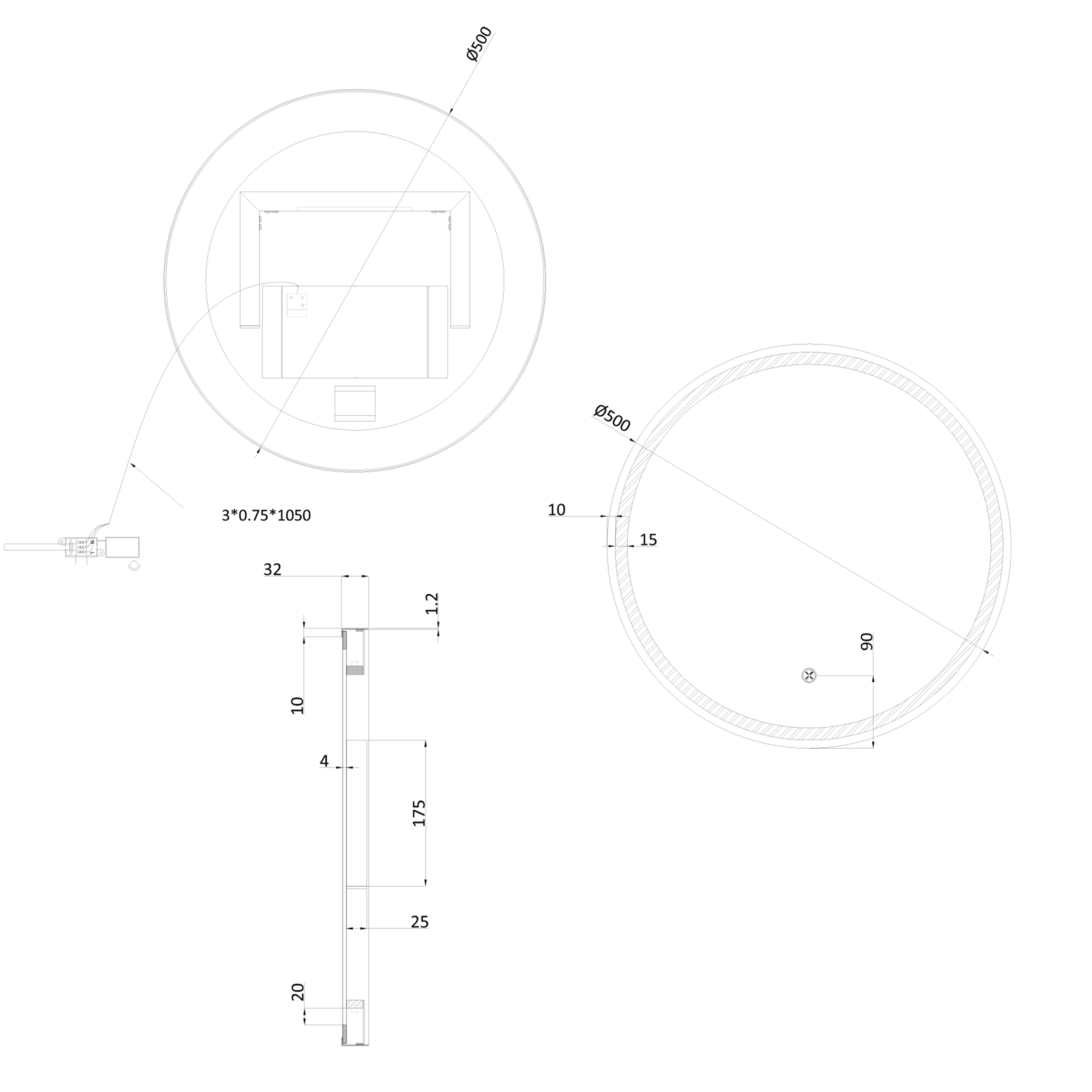 Crosswater Infinity Round Framed Illuminated Mirror with Colour Change LED - 500mm, 600mm & 700mm