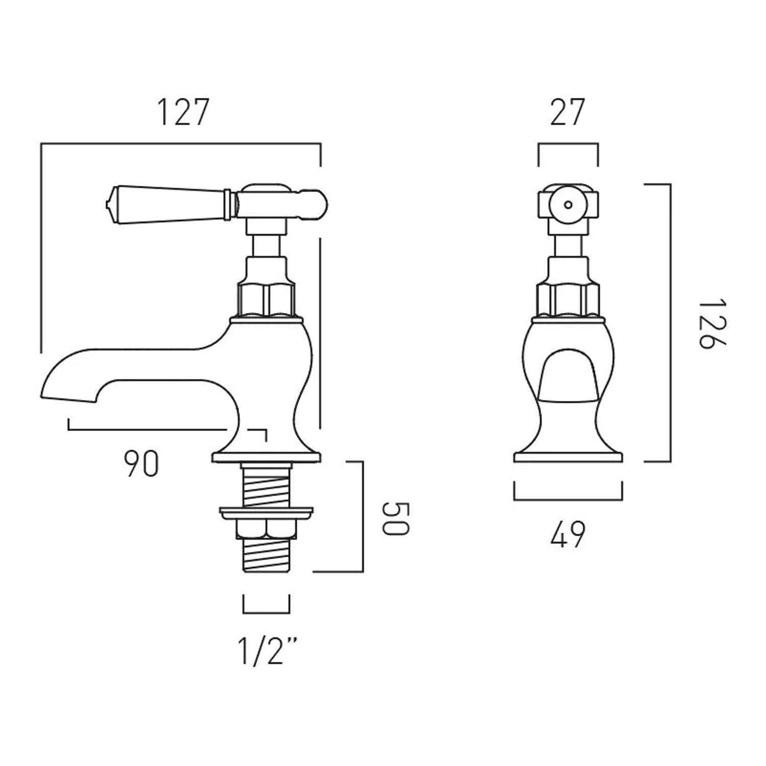 Booth & Co Axbridge Traditional Lever Basin Pillar Taps