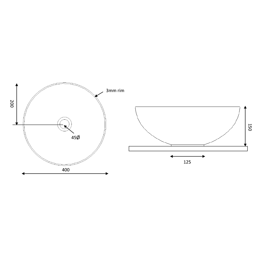 Crosswater Circus Brushed Brass Effect 400mm Round Countertop Basin