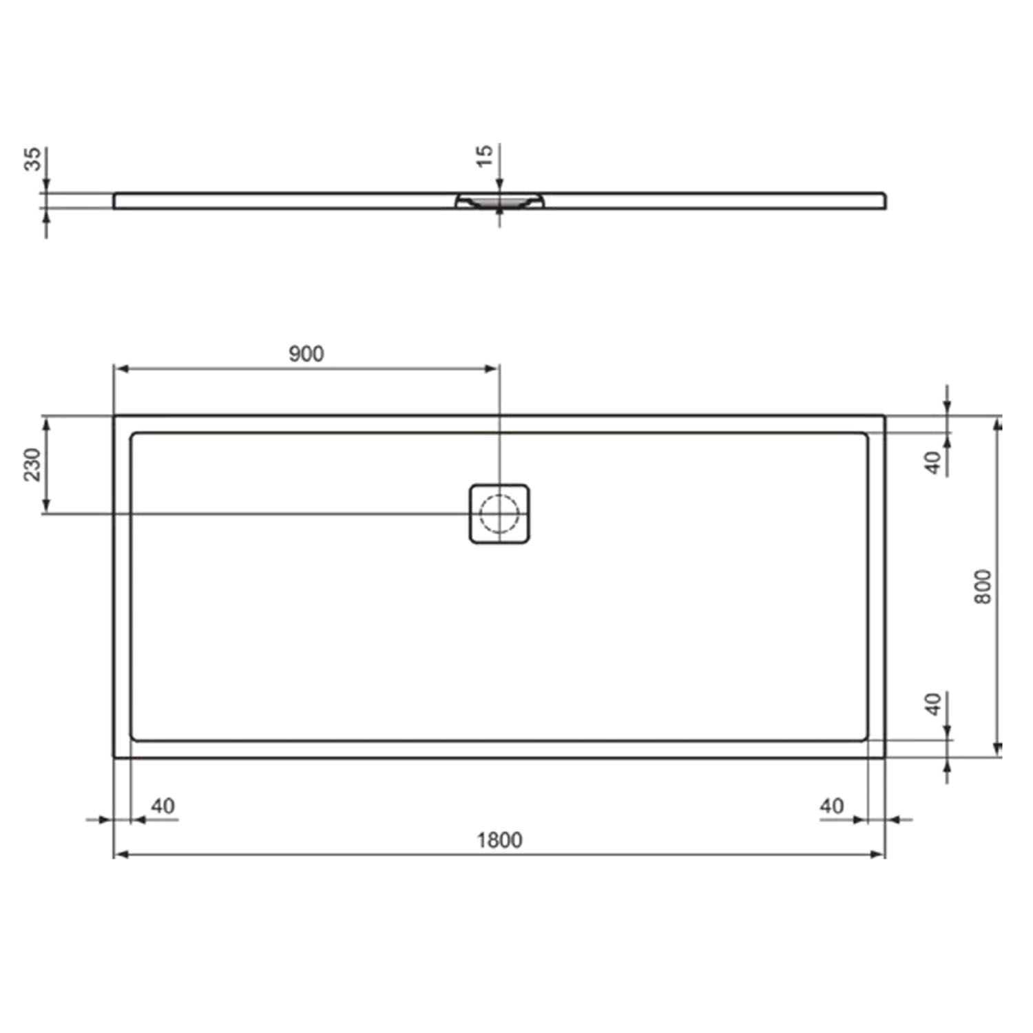 Ideal Standard Ultra Flat Evo Rectangular Anti-Slip Acrylic Shower Tray with Offset Waste - 4 Sizes