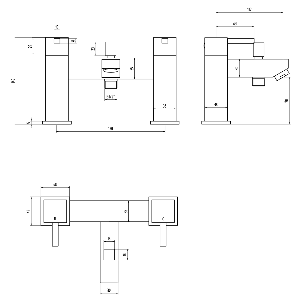 Vellamo Blox Bath Shower Mixer Tap