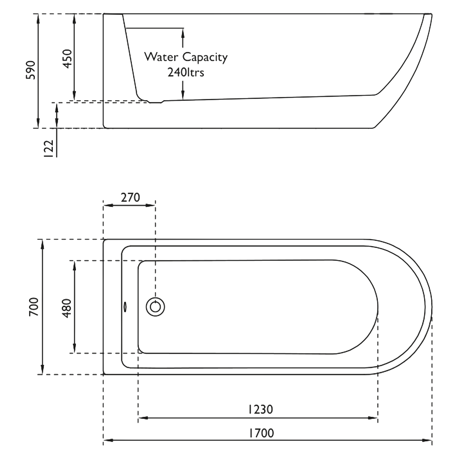 Vincent Alexander Belgravia White Freestanding Bath - 1700 x 700mm