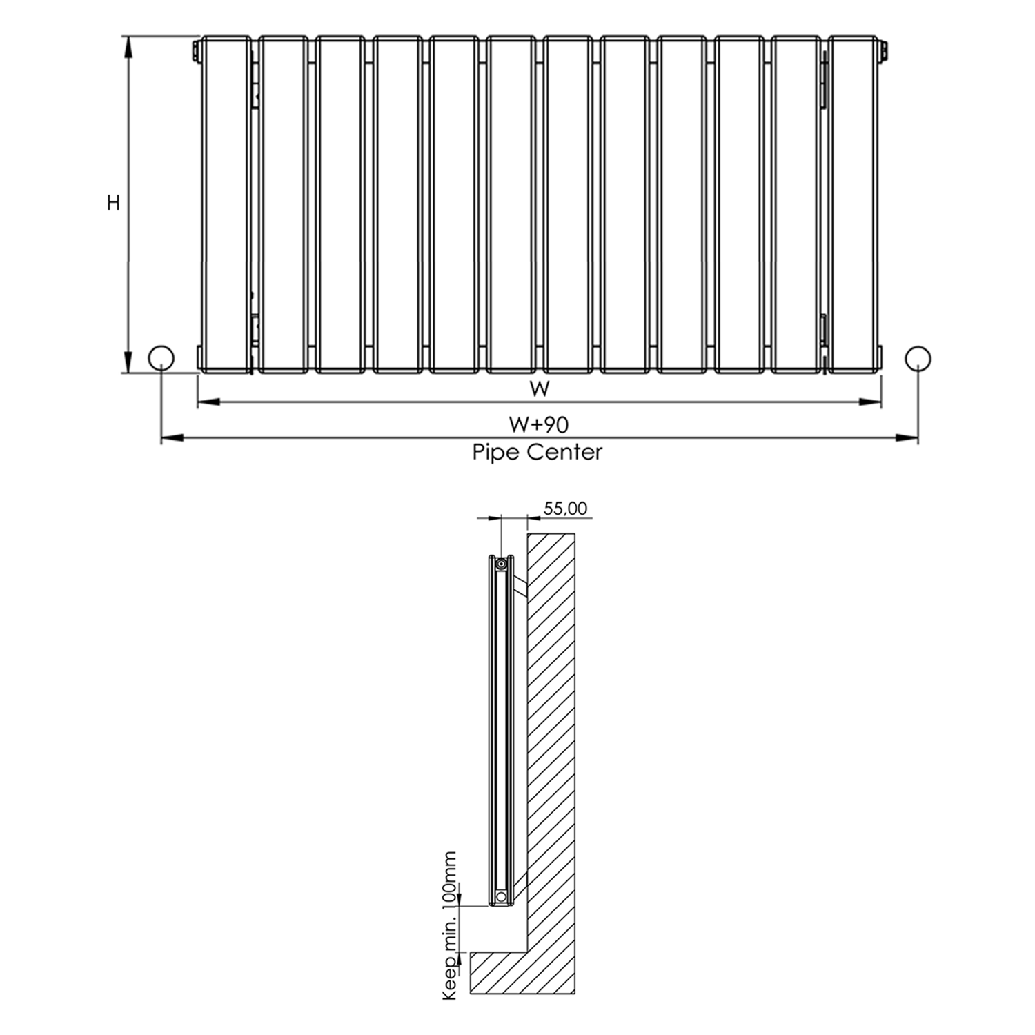 Carisa Plata Double Panel Horizontal Aluminium Radiator