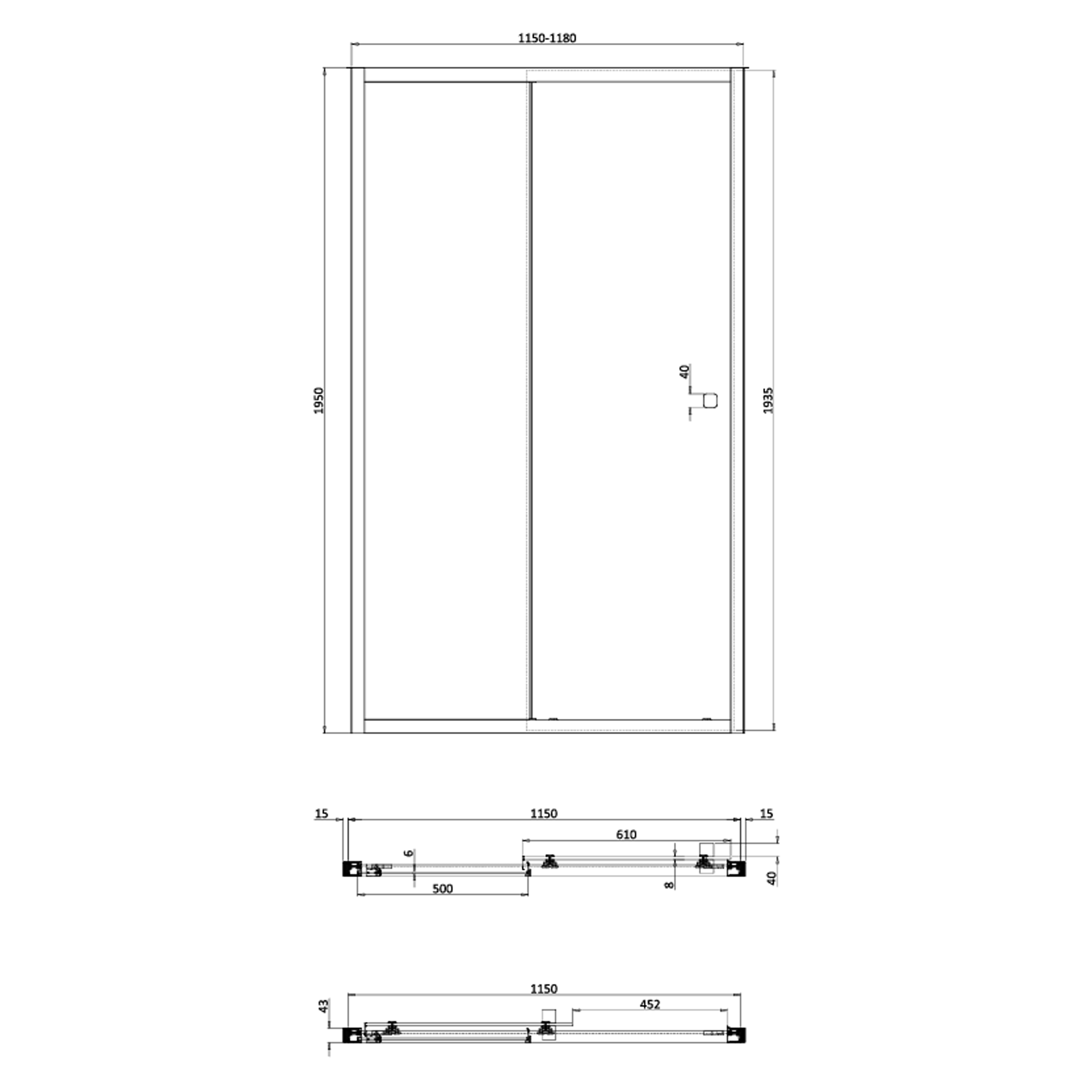 Crosswater Clear 6 6mm Matt Black Single Sliding Door & Optional Side Panel