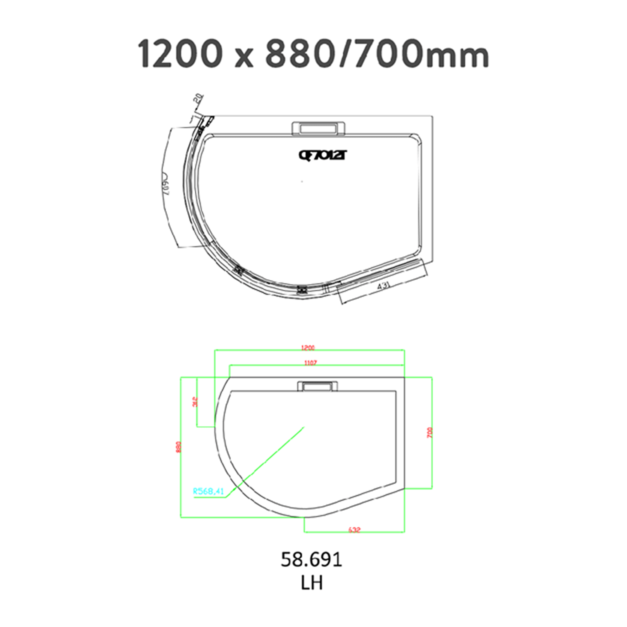 Eastbrook Volente Sliding Spacesaver Quadrant Shower Enclosure & Left Hand Shower Tray