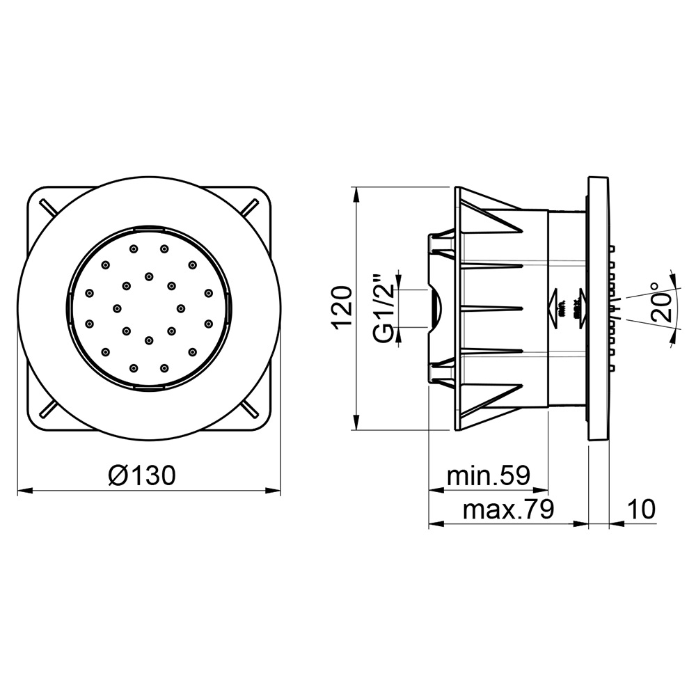 Crosswater Dial Rotating Round Body Jet