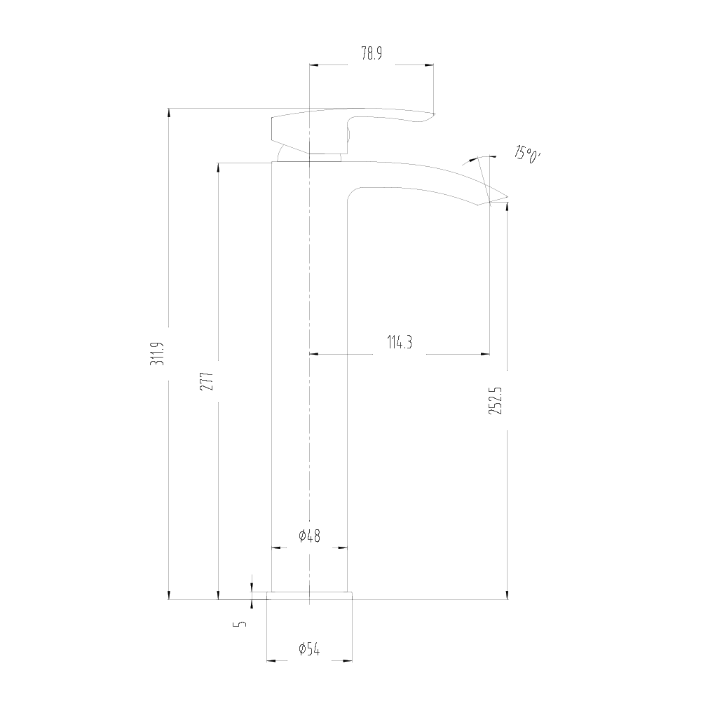 Vellamo Swift Matt Black Tall Basin Mixer Tap