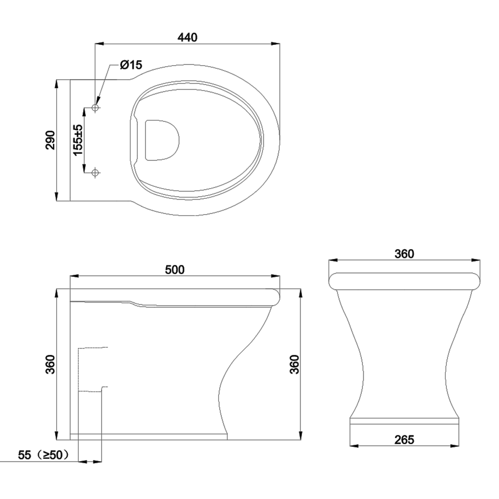Burlington Guild Rimless Wall Hung Toilet Pan (Excluding Seat)