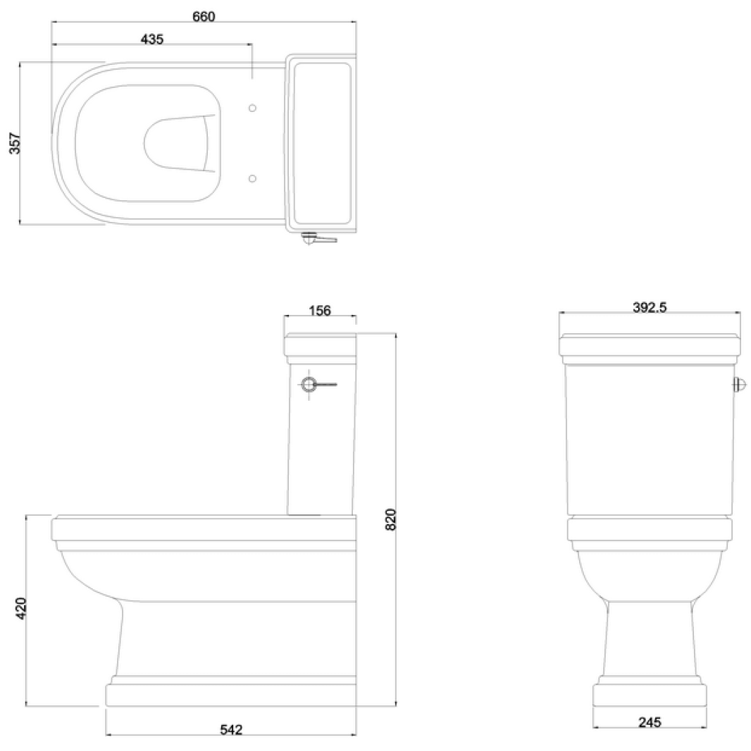 Burlington Riviera Close Coupled Back to Wall Toilet with Soft Close Seat