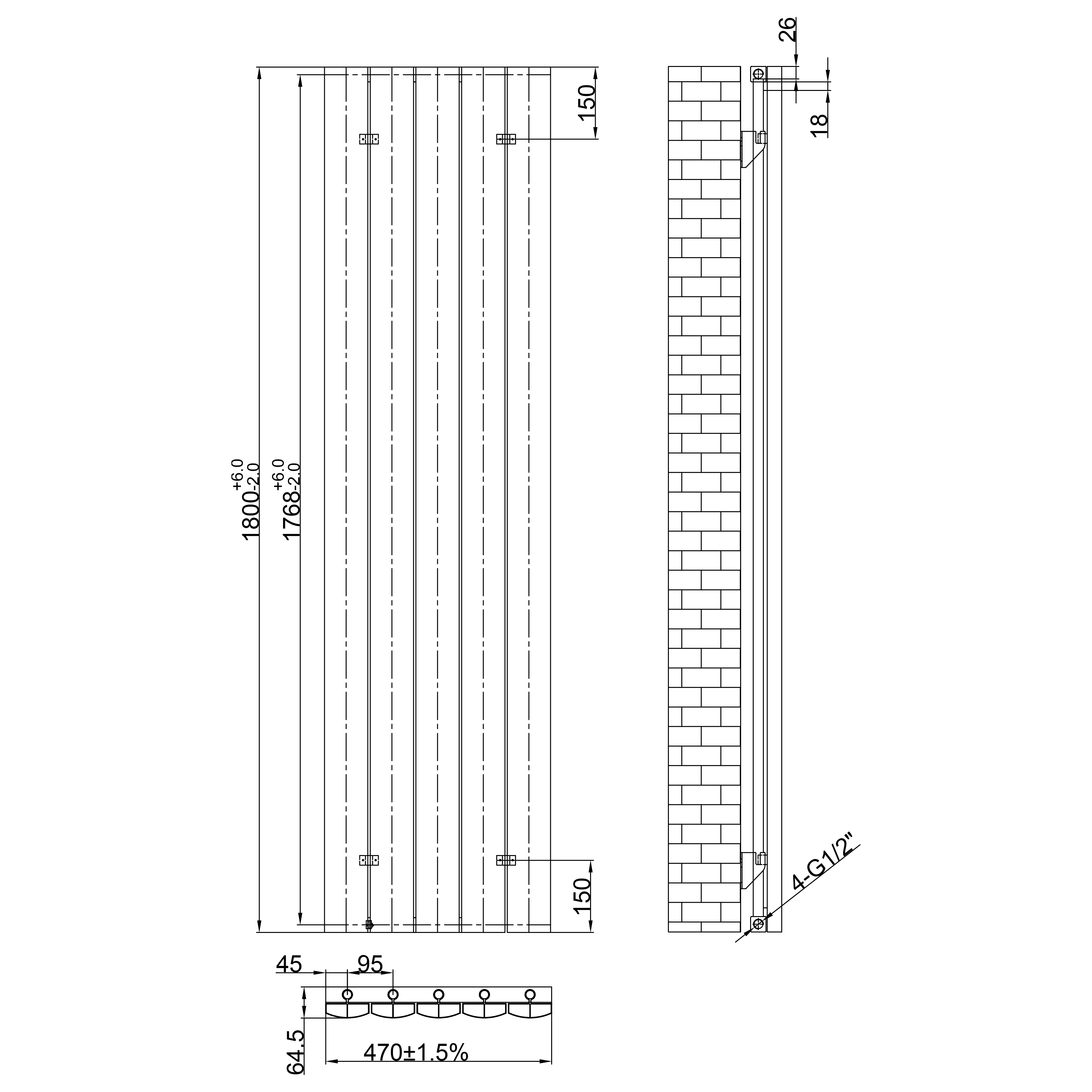 Toasty Forma White Vertical Aluminium Radiator