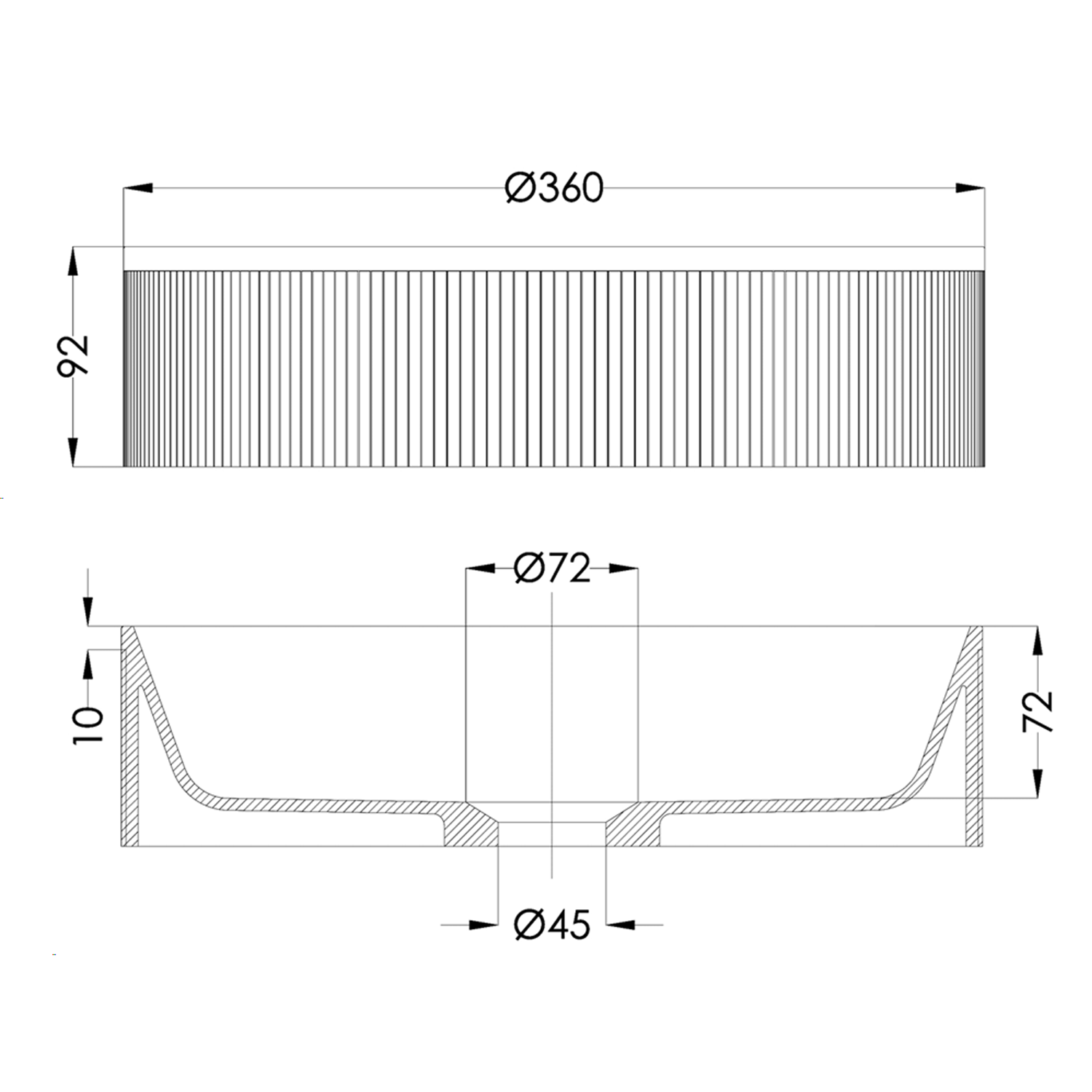 Just Taps VOS 360mm Round Countertop Basin with Click Clack Waste