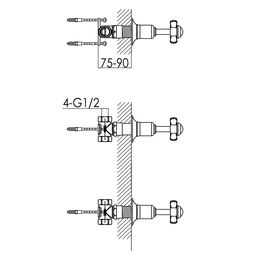 Butler & Rose Caledonia Pinch Wall Mounted Valves
