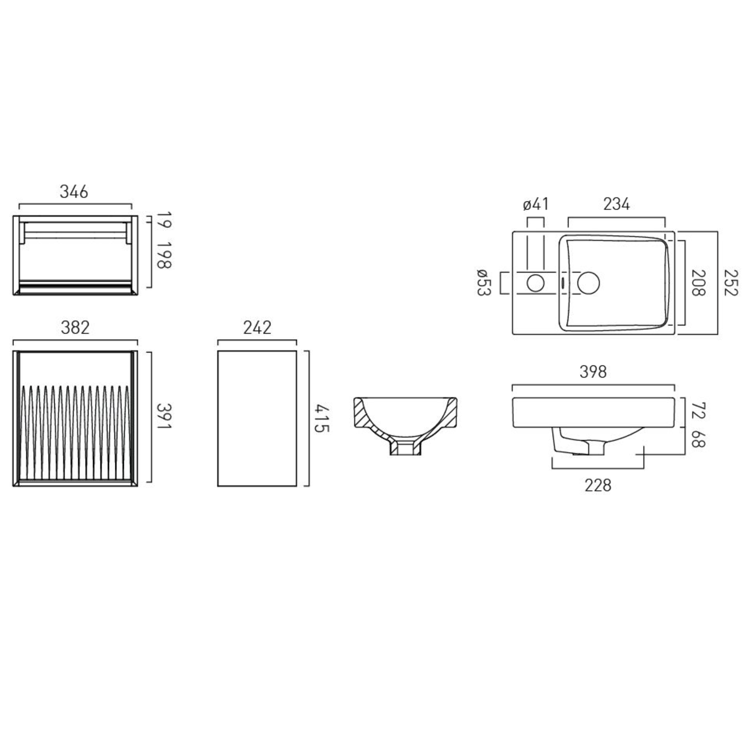 Vado Safari 400mm Fluted Cloakroom Wall Hung Vanity Unit & Basin