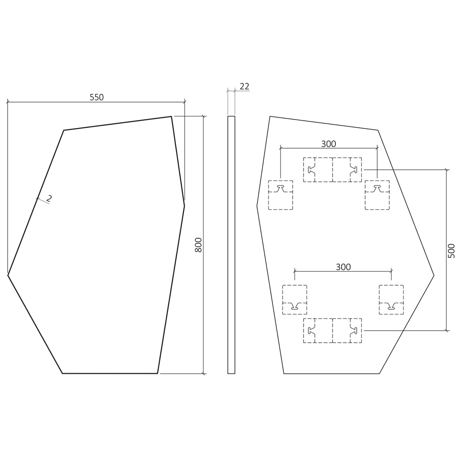 Origins Living Oslo Irregular Hexagon Black Mirror - 550 x 800mm