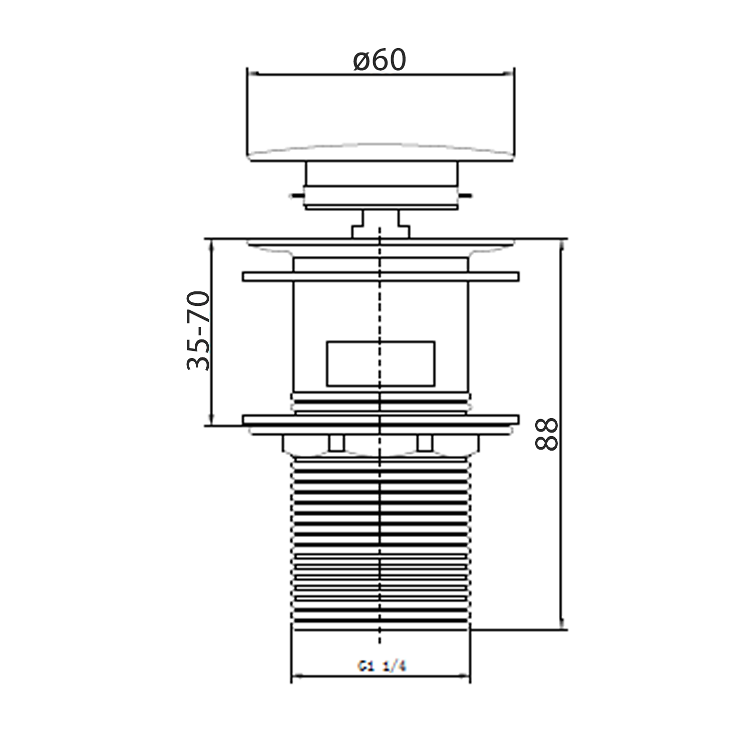 Vellamo Gloss White Ceramic Slotted Click Clack Basin Waste