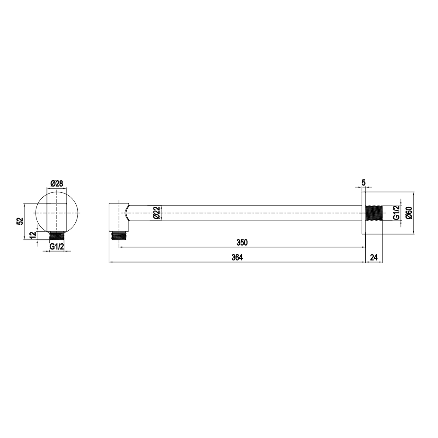 Crosswater 3ONE6 Stainless Steel 200mm Ceiling Shower Arm