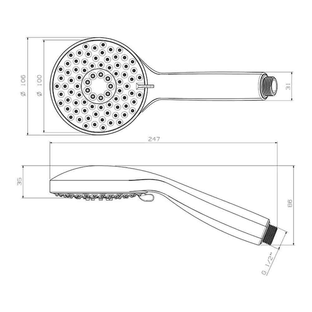 Crosswater Wisp Shower Head with Three Spray Patterns