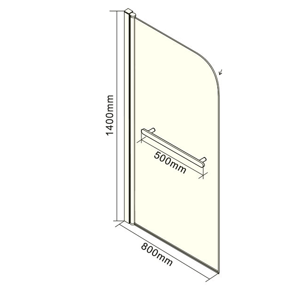 Harbour i6 Easy Clean 6mm Round Bath Screen & Towel Rail - 1400 x 800mm