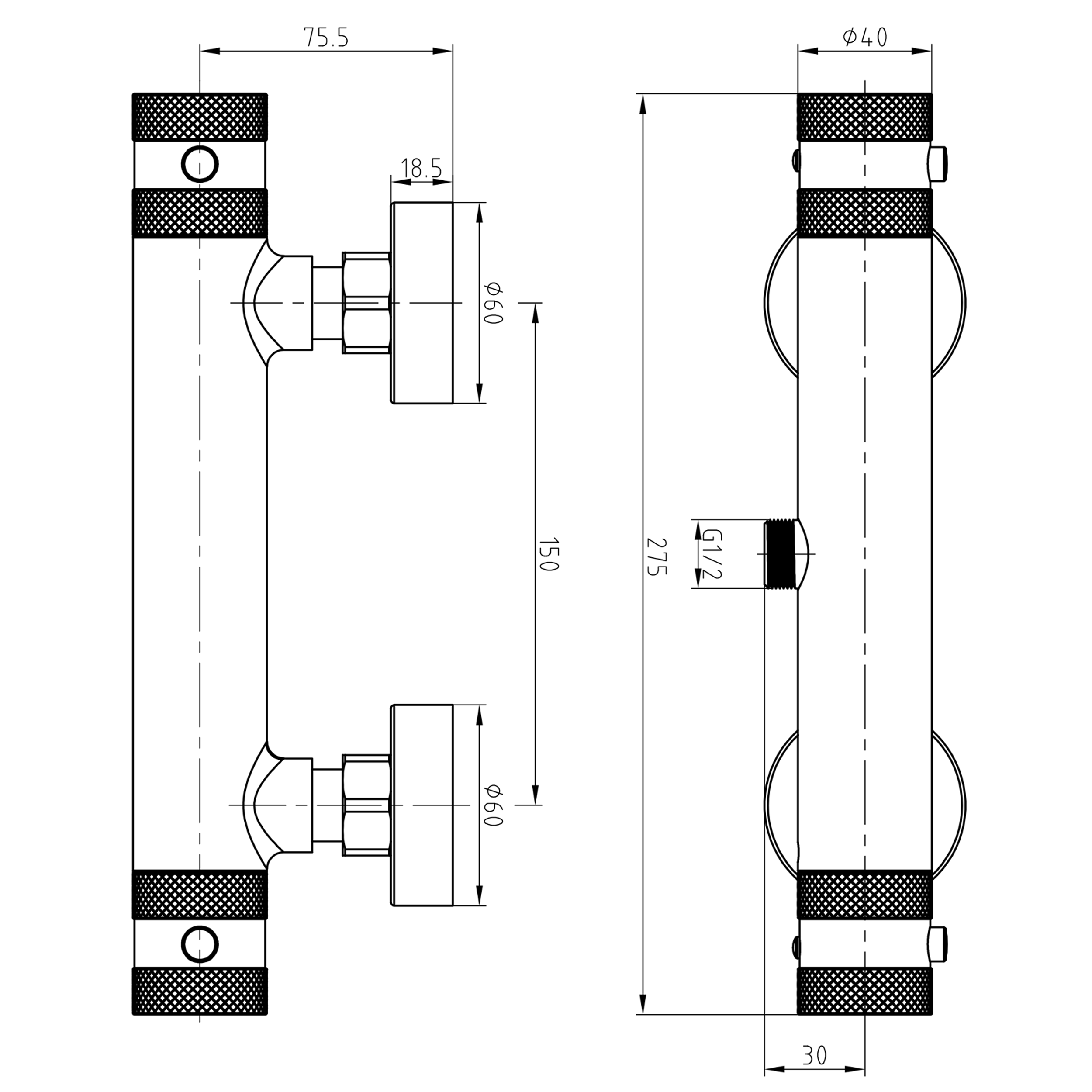 Core Exposed Thermostatic Bar Shower Valve