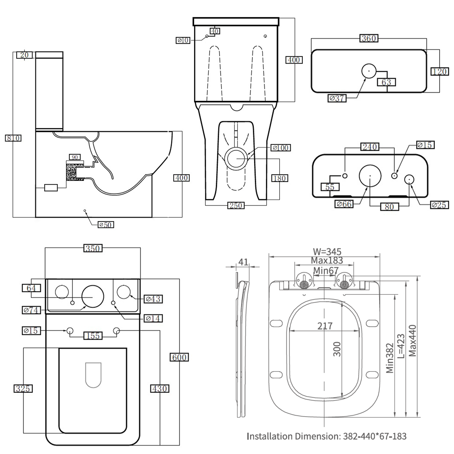 Harbour Alchemy Rimless Back to Wall Close Coupled Toilet & Soft Close Seat