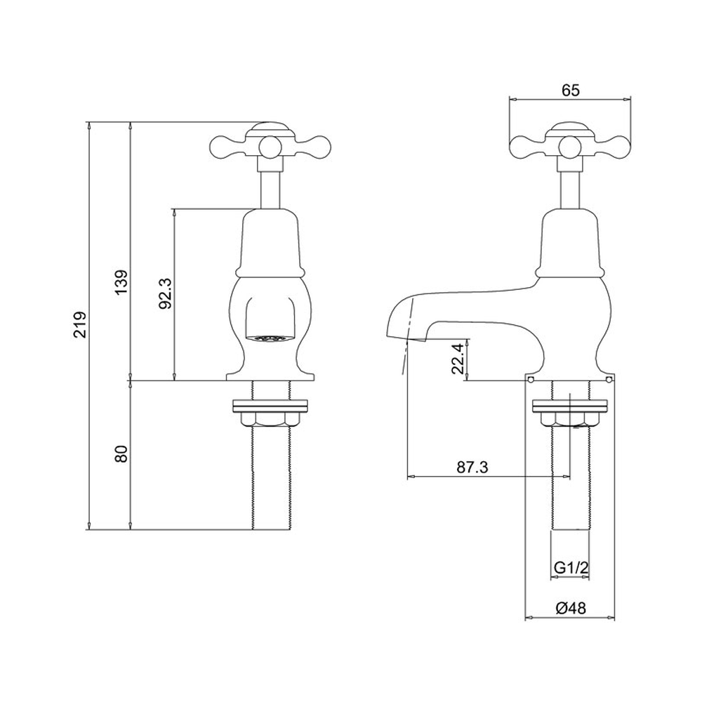 Burlington Claremont 3 or 5 Inch Basin Pillar Taps
