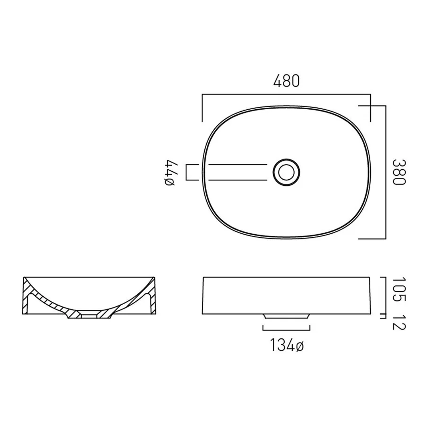 Vado Cameo 480mm Oval Countertop Basin