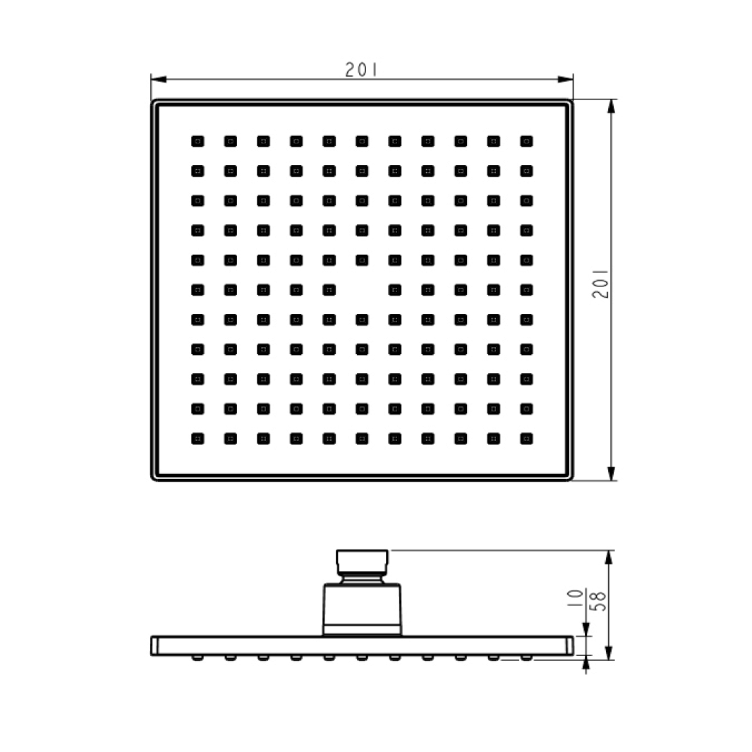 Vellamo Forte Square ABS Fixed Shower Head 200mm