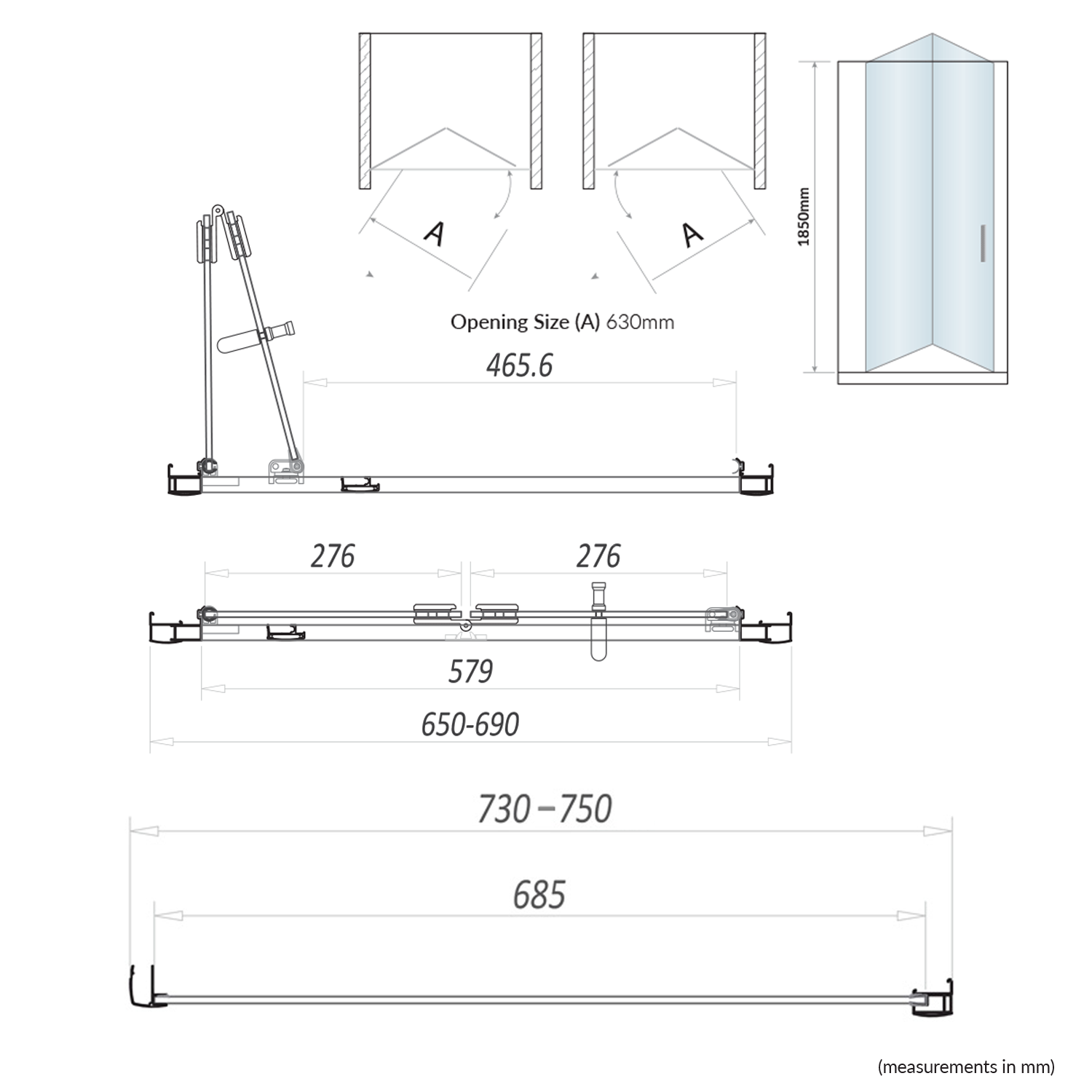 Harbour i6 Easy Clean 6mm Bi-Fold Shower Door & Optional Side Panel